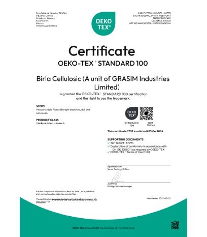 Grasim BC, Kharach OekoTex 100 Certificate Apr'2024