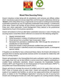 Wood Fibre Sourcing Policy