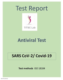 ANTIVIRAL TEST Report - Sars-CoV-2 (COVID-19) ISO 18184