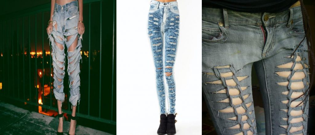 Overly Shredded Or Ripped Jeans