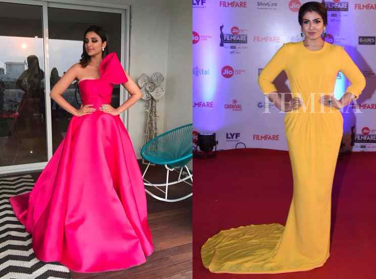 Raveena Tandon Parineeti Chopra at Filmfare awards