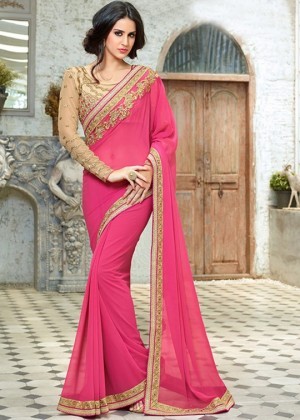 LIVA-2018-Fashion-Wedding-Sarees-Go-Pretty-In-Pink-Georgette