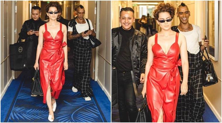 Kangana in Vegan Leather Red Dress at Cannes